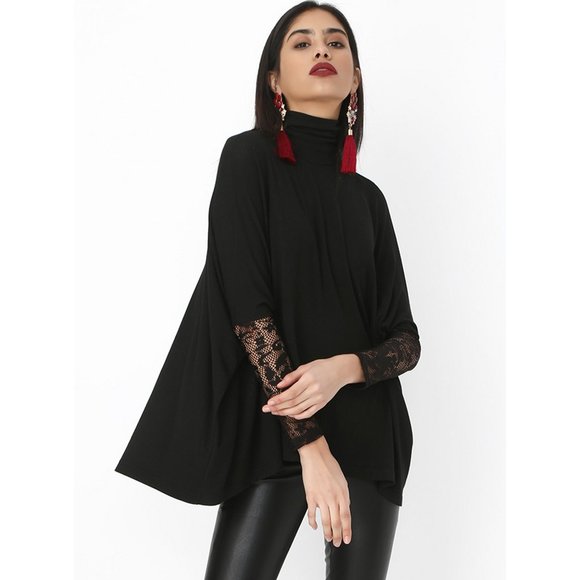 Bambina Mia - Black Lace - Sleeve Dolman Top - Picture 2 of 4